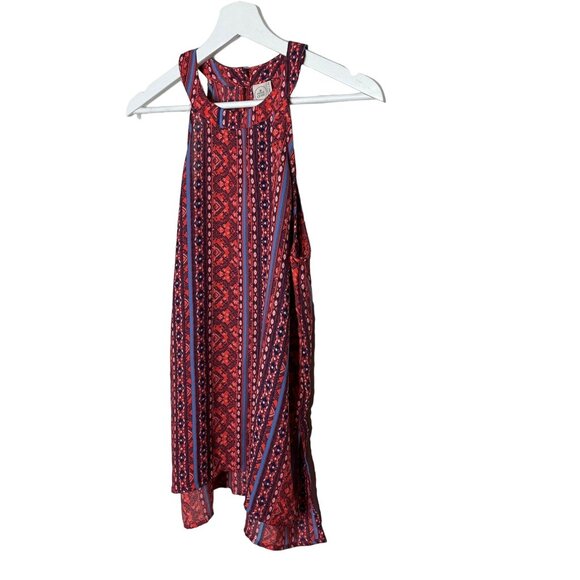 Paper Crane Sleeveless Tank Blouse Medium Red Blue Boho Festival Style - Picture 1 of 12